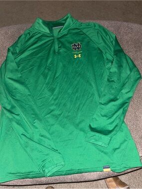 Under Armour Men's Long Sleeve Quarter-Zip Pullover - Green with Yellow Logo